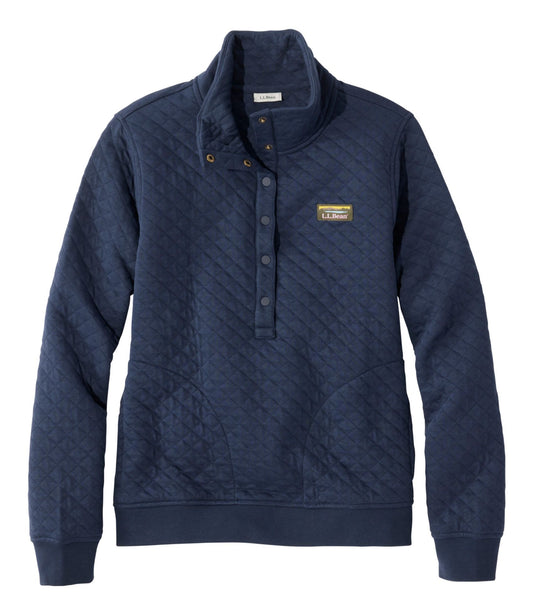L.L.Bean Women's Quilted Half-Snap Sweatshirt Classic Navy