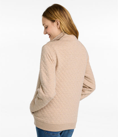 L.L.Bean Women's Quilted Half-Snap Sweatshirt Classic Navy