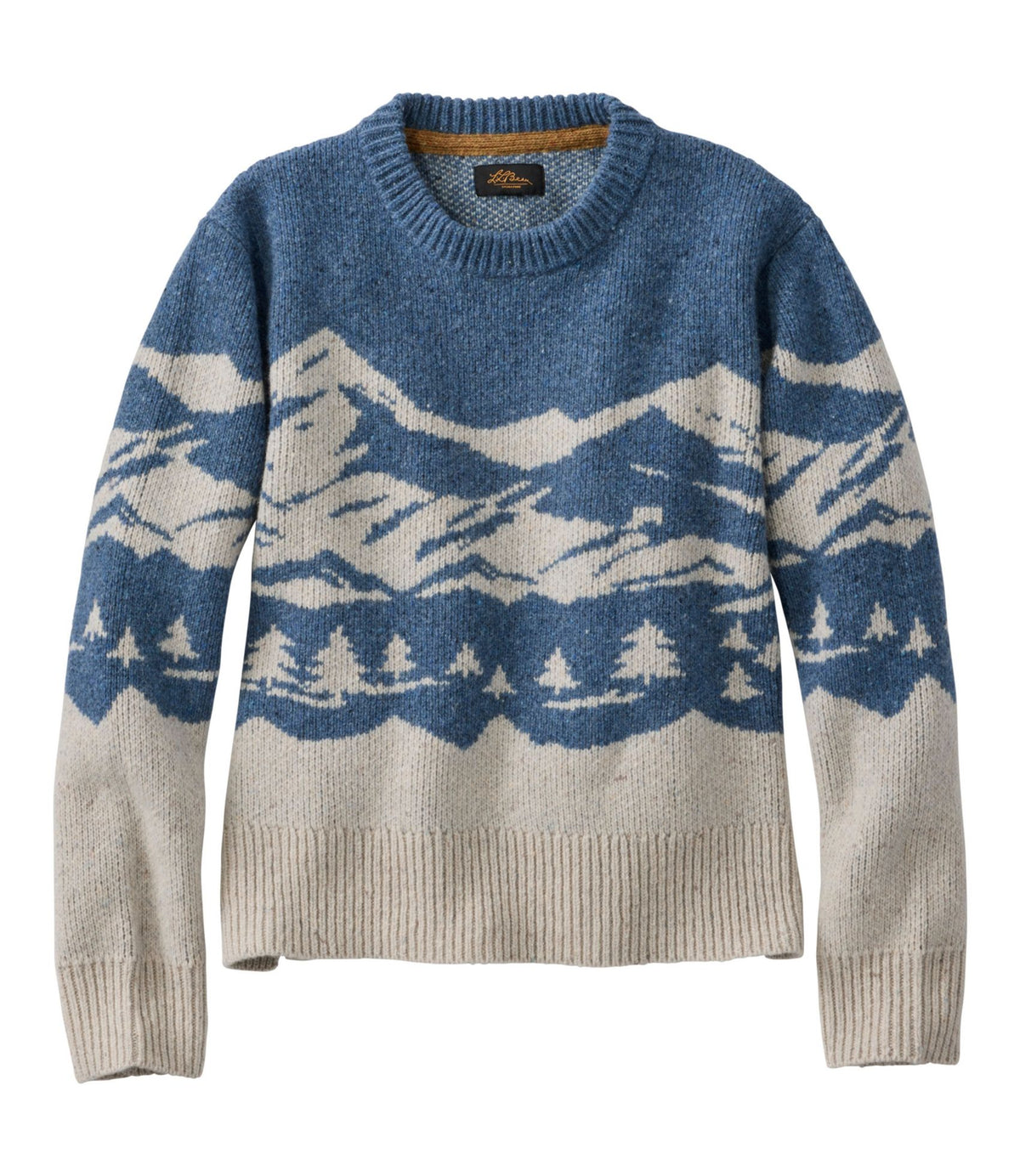 L.L.Bean Women's Signature Wool-Blend Fisherman Sweater, Crewneck Novelty Winter Landscape Scenic