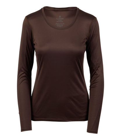 L.L.Bean Women's L.L.Bean Synthetic Silk Base Layer Top, Long-Sleeve Scoopneck Deepest Brown
