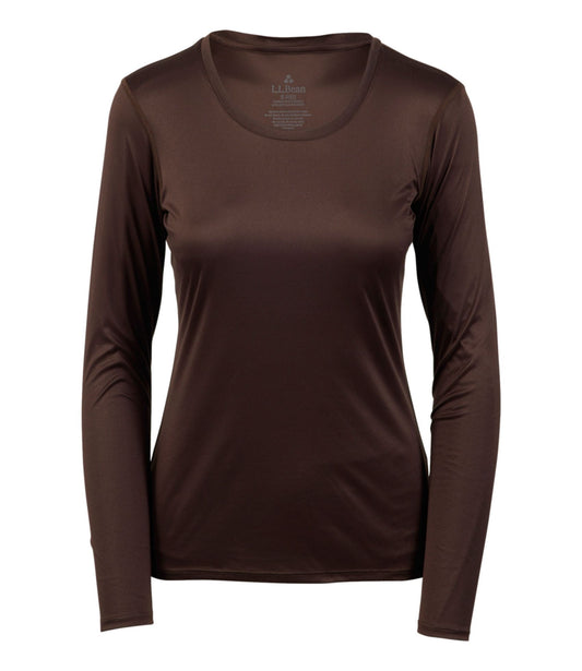 L.L.Bean Women's L.L.Bean Synthetic Silk Base Layer Top, Long-Sleeve Scoopneck Deepest Brown