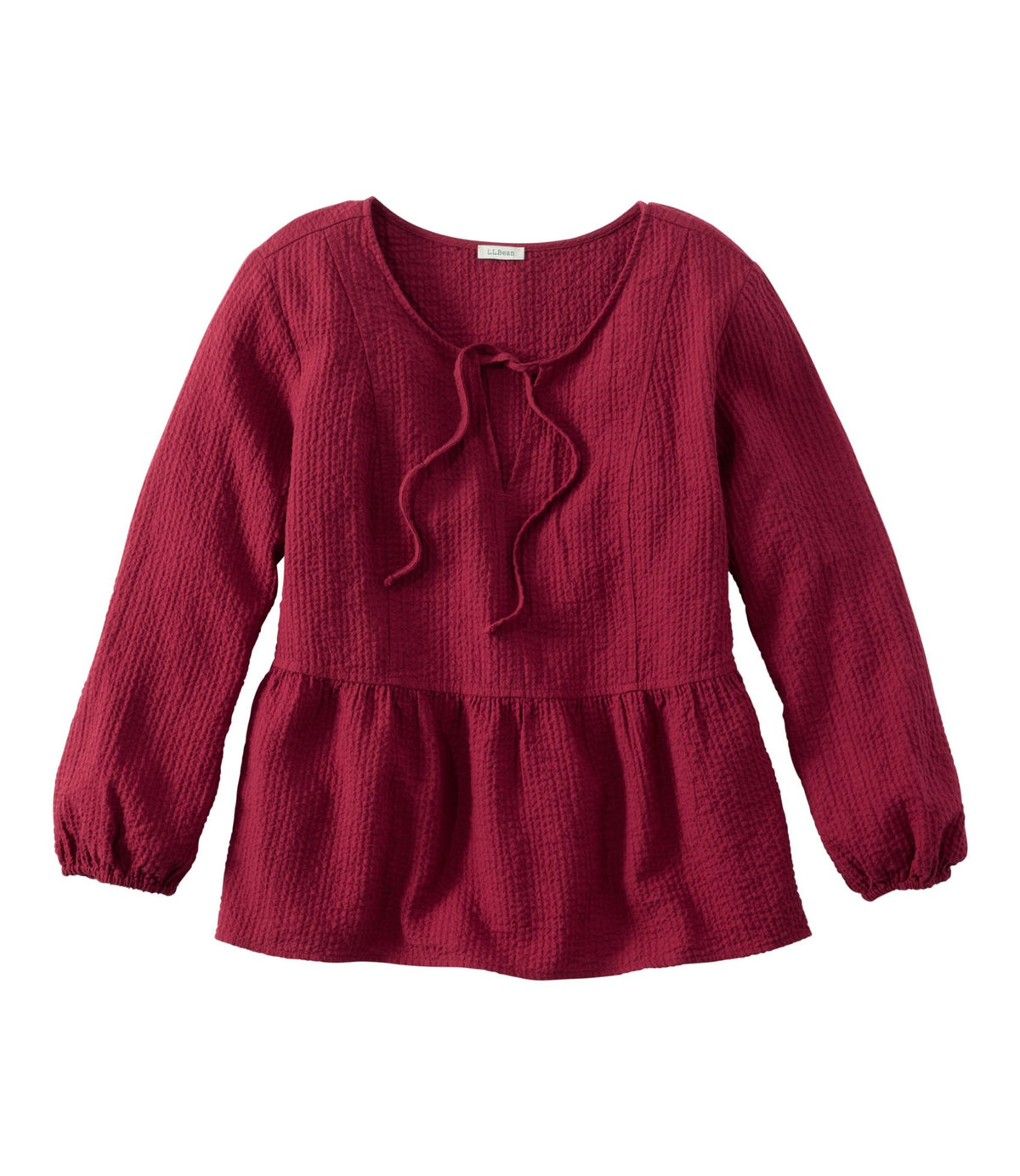 L.L.Bean Women's Sunwashed Textured Popover Shirt Bordeaux