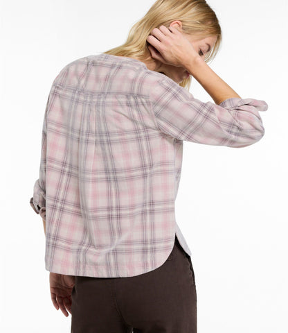 L.L.Bean Women's Sunwashed Corduroy Shirt Deep Lake Plaid