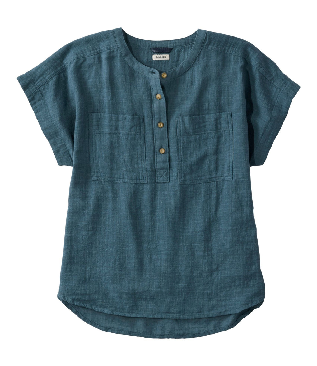 L.L.Bean Women's L.L.Bean Day Breeze Shirt, Short-Sleeve Popover Sail Blue