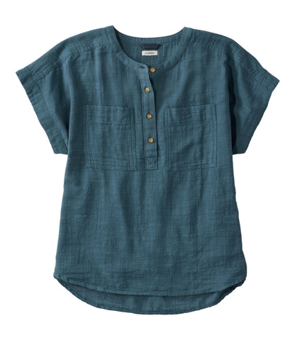 L.L.Bean Women's L.L.Bean Day Breeze Shirt, Short-Sleeve Popover Sail Blue