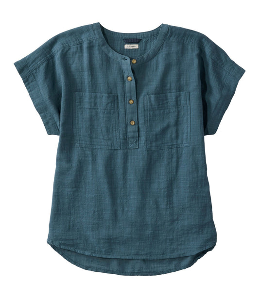L.L.Bean Women's L.L.Bean Day Breeze Shirt, Short-Sleeve Popover Sail Blue