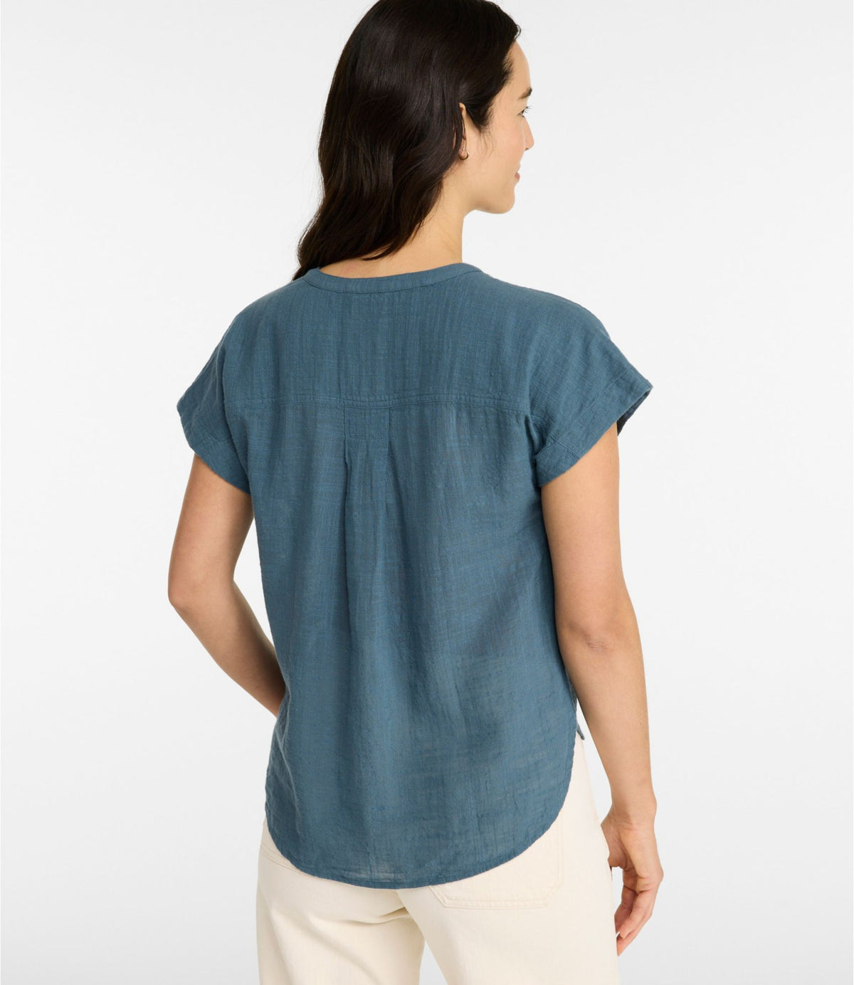 L.L.Bean Women's L.L.Bean Day Breeze Shirt, Short-Sleeve Popover Sail Blue