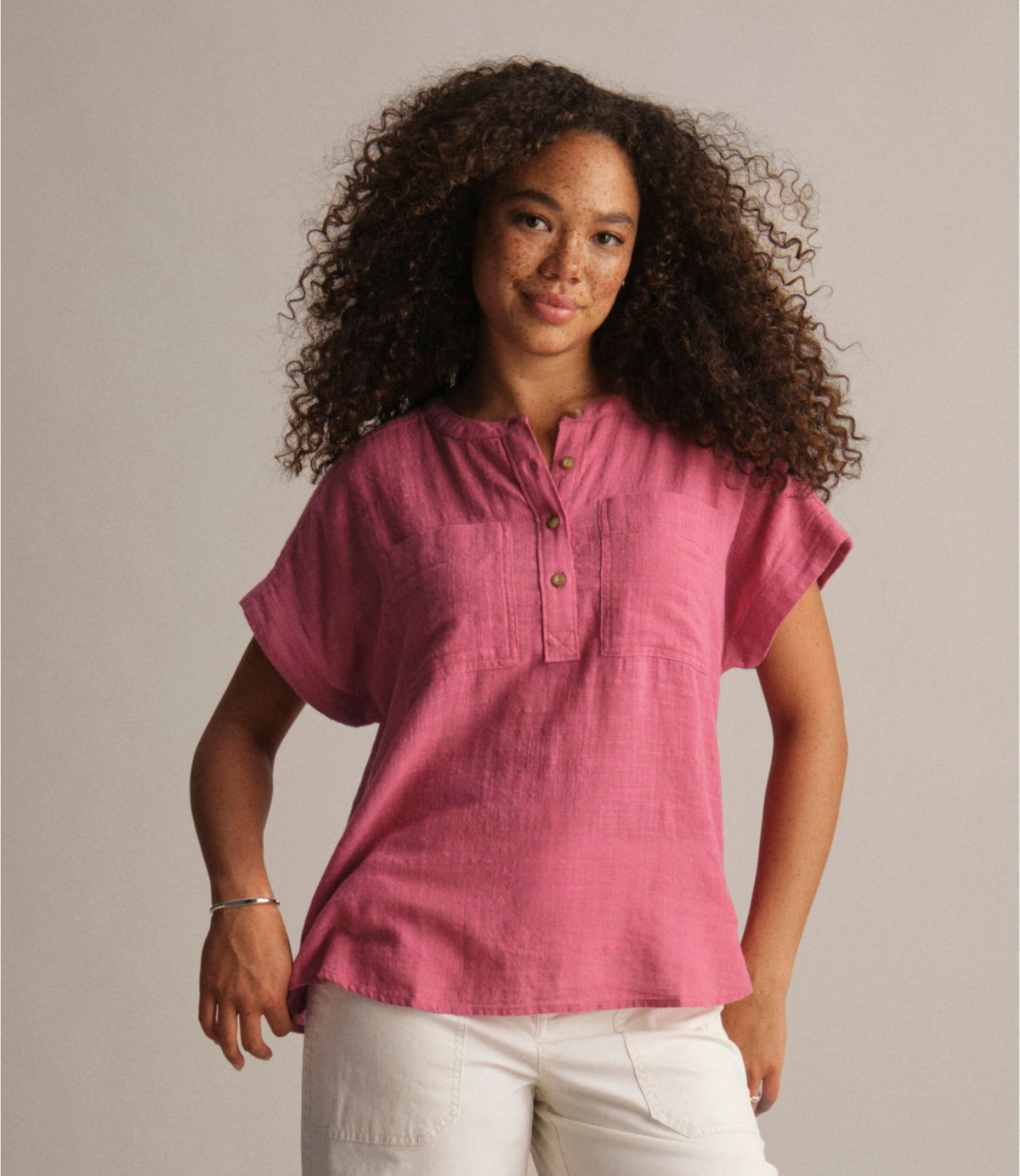 L.L.Bean Women's L.L.Bean Day Breeze Shirt, Short-Sleeve Popover Sail Blue