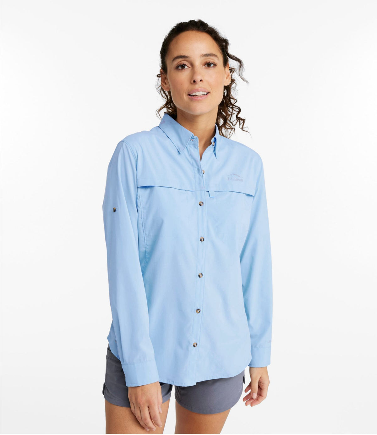 L.L.Bean Women's Tropicwear Shirt, Long-Sleeve Lapis Quartz