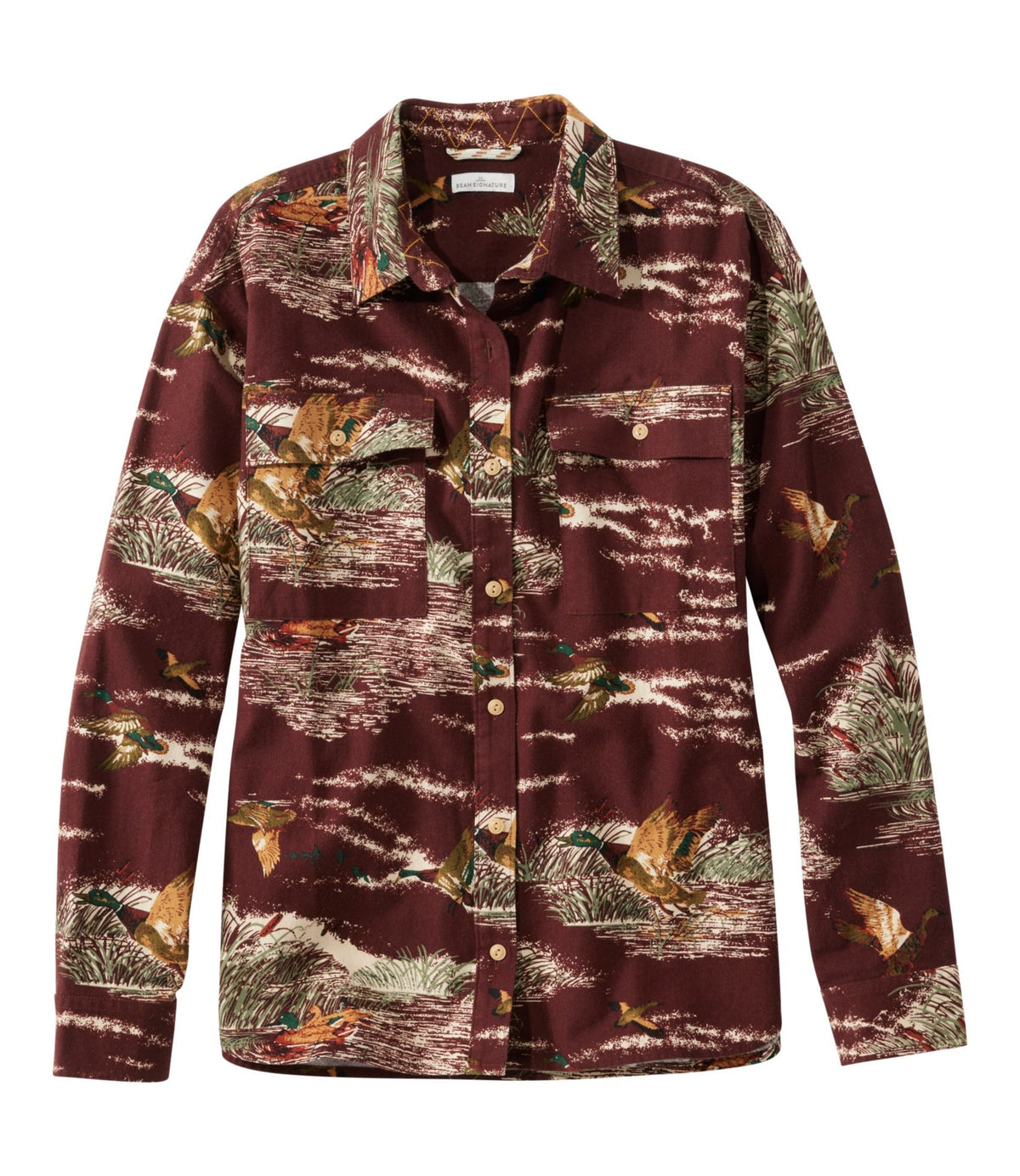 L.L.Bean Women's Signature Camp Flannel Shirt Currant Print