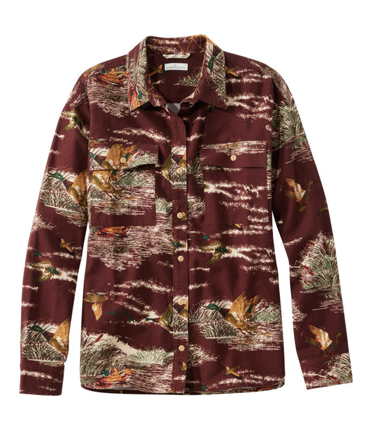 L.L.Bean Women's Signature Camp Flannel Shirt Currant Print
