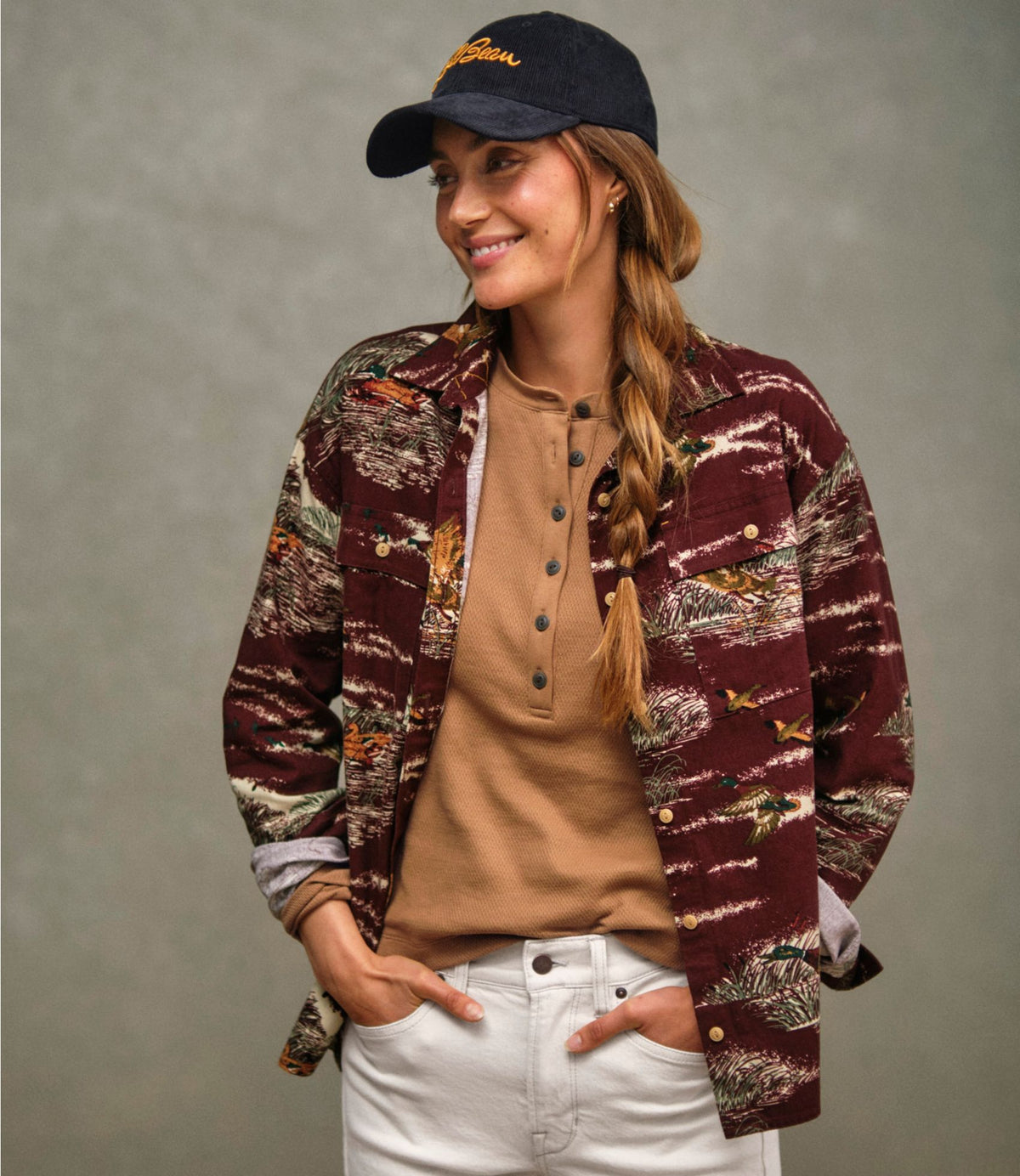 L.L.Bean Women's Signature Camp Flannel Shirt Currant Print