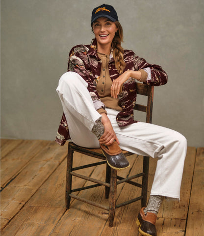 L.L.Bean Women's Signature Camp Flannel Shirt Currant Print