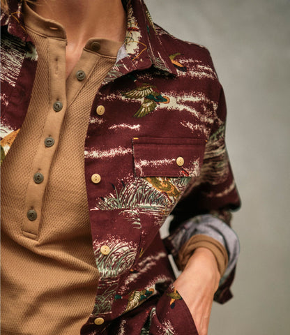 L.L.Bean Women's Signature Camp Flannel Shirt Currant Print