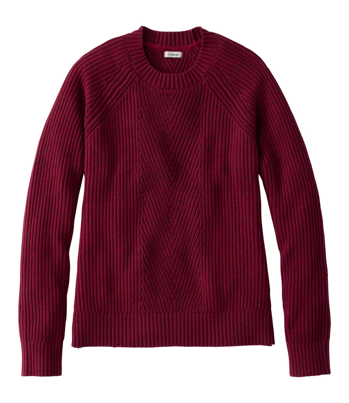 L.L.Bean Women's Mariner Shaker Sweater, Crewneck Bordeaux/Fig Marl