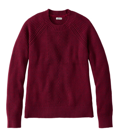 L.L.Bean Women's Mariner Shaker Sweater, Crewneck Bordeaux/Fig Marl