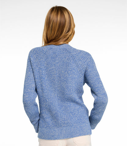 L.L.Bean Women's Mariner Shaker Sweater, Crewneck Bordeaux/Fig Marl
