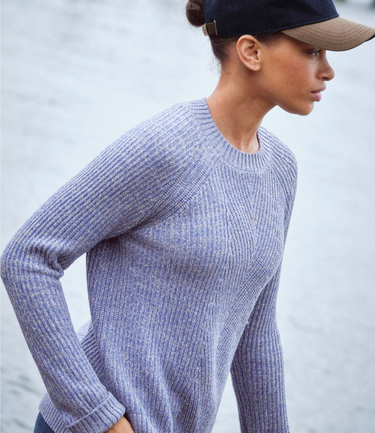 L.L.Bean Women's Mariner Shaker Sweater, Crewneck Bordeaux/Fig Marl