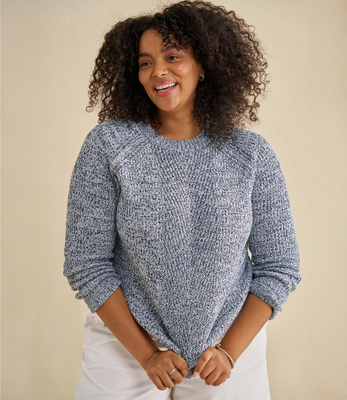L.L.Bean Women's Mariner Shaker Sweater, Crewneck Bordeaux/Fig Marl