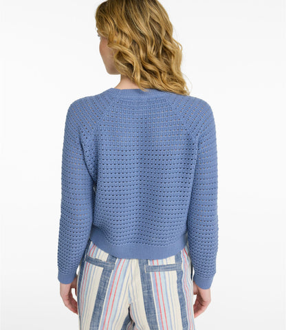 L.L.Bean Women's Sunwashed Openwork Sweater, Crewneck Dark Cinder