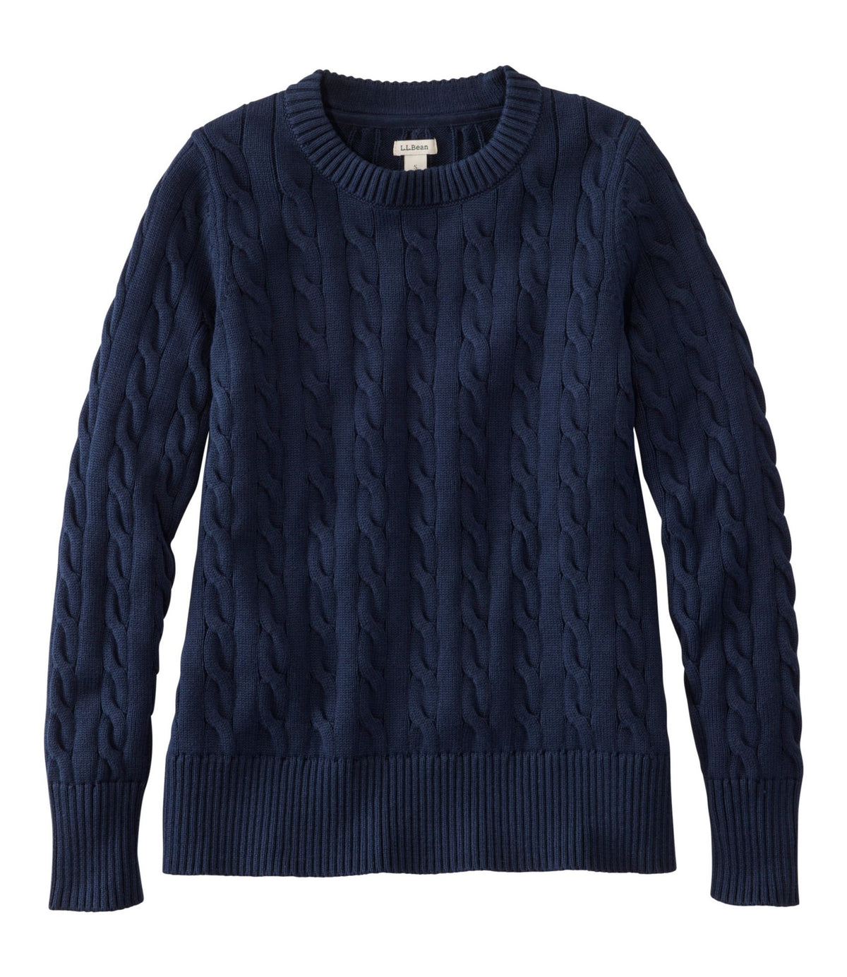 L.L.Bean Women's The Original Double L® Sweater, Cable Crewneck Classic Navy