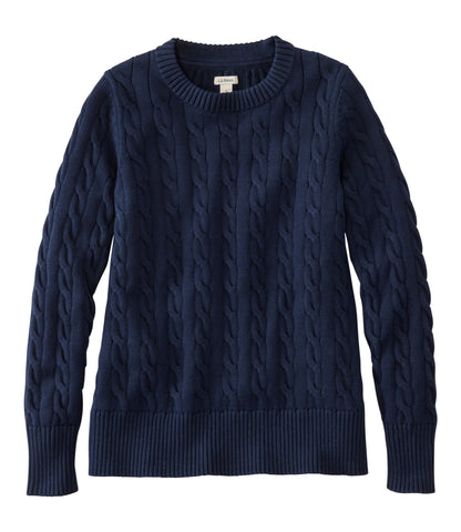 L.L.Bean Women's The Original Double L® Sweater, Cable Crewneck Classic Navy