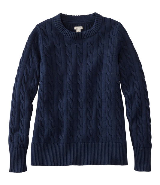 L.L.Bean Women's The Original Double L® Sweater, Cable Crewneck Classic Navy