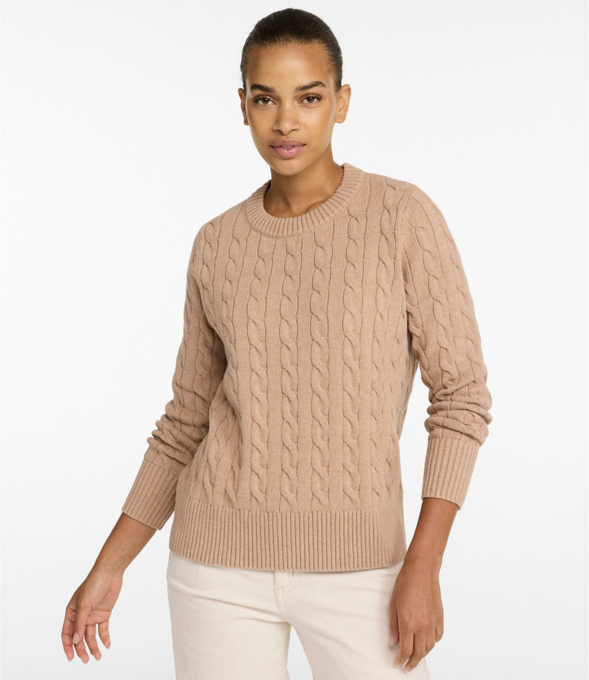 L.L.Bean Women's The Original Double L® Sweater, Cable Crewneck Classic Navy