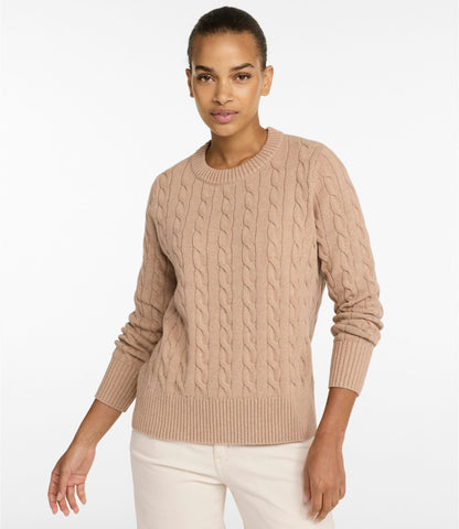 L.L.Bean Women's The Original Double L® Sweater, Cable Crewneck Classic Navy