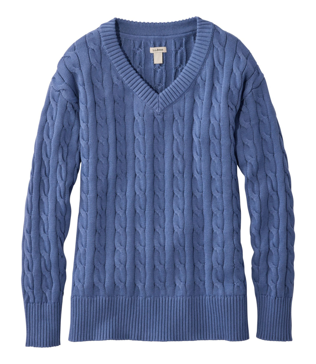 L.L.Bean Women's The Original Double L® Sweater, Cable V-Neck Deep Lake