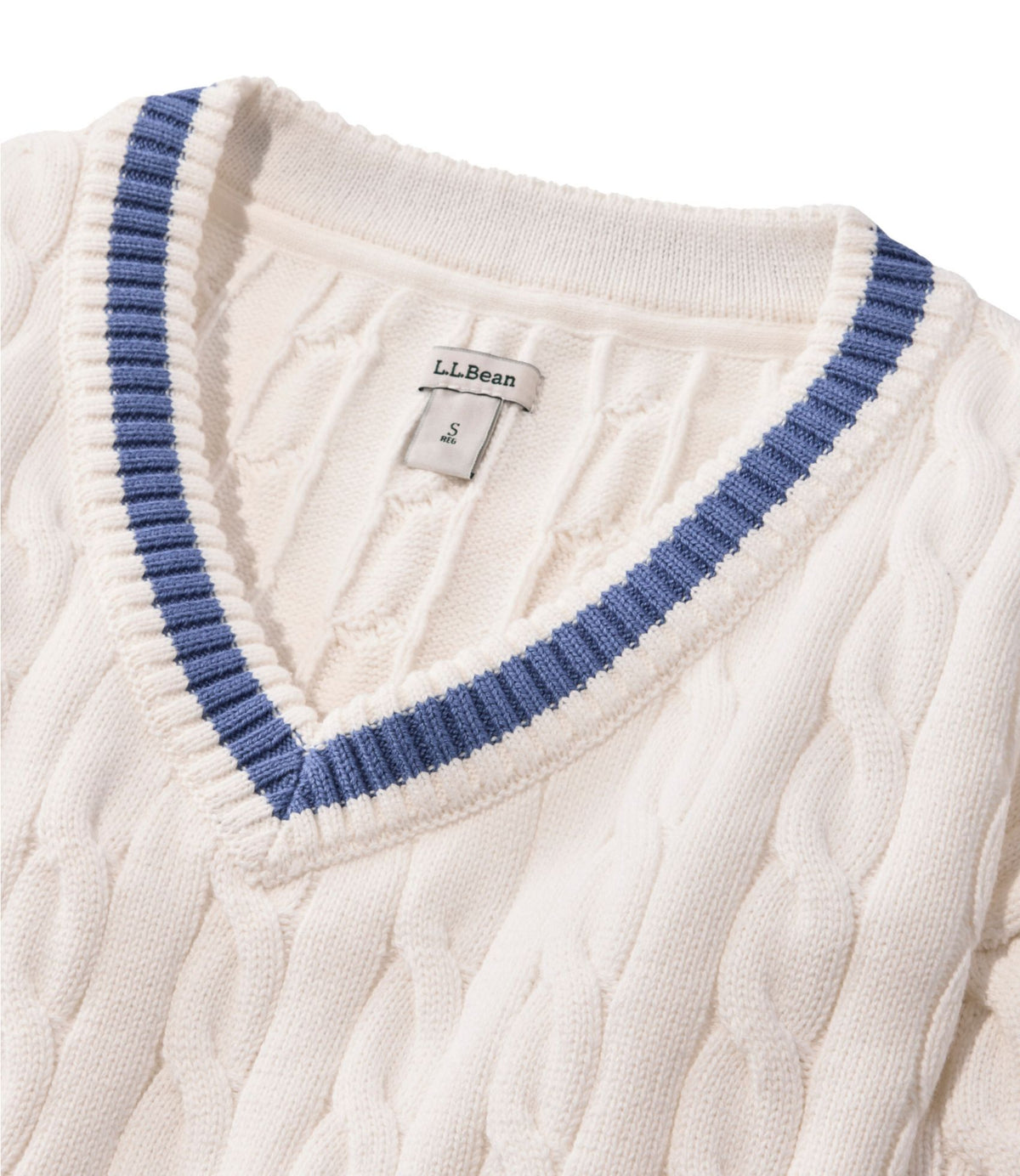 L.L.Bean Women's The Original Double L® Sweater, Cable V-Neck Deep Lake