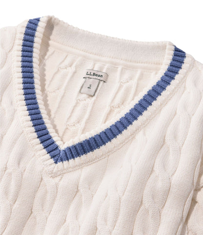 L.L.Bean Women's The Original Double L® Sweater, Cable V-Neck Deep Lake