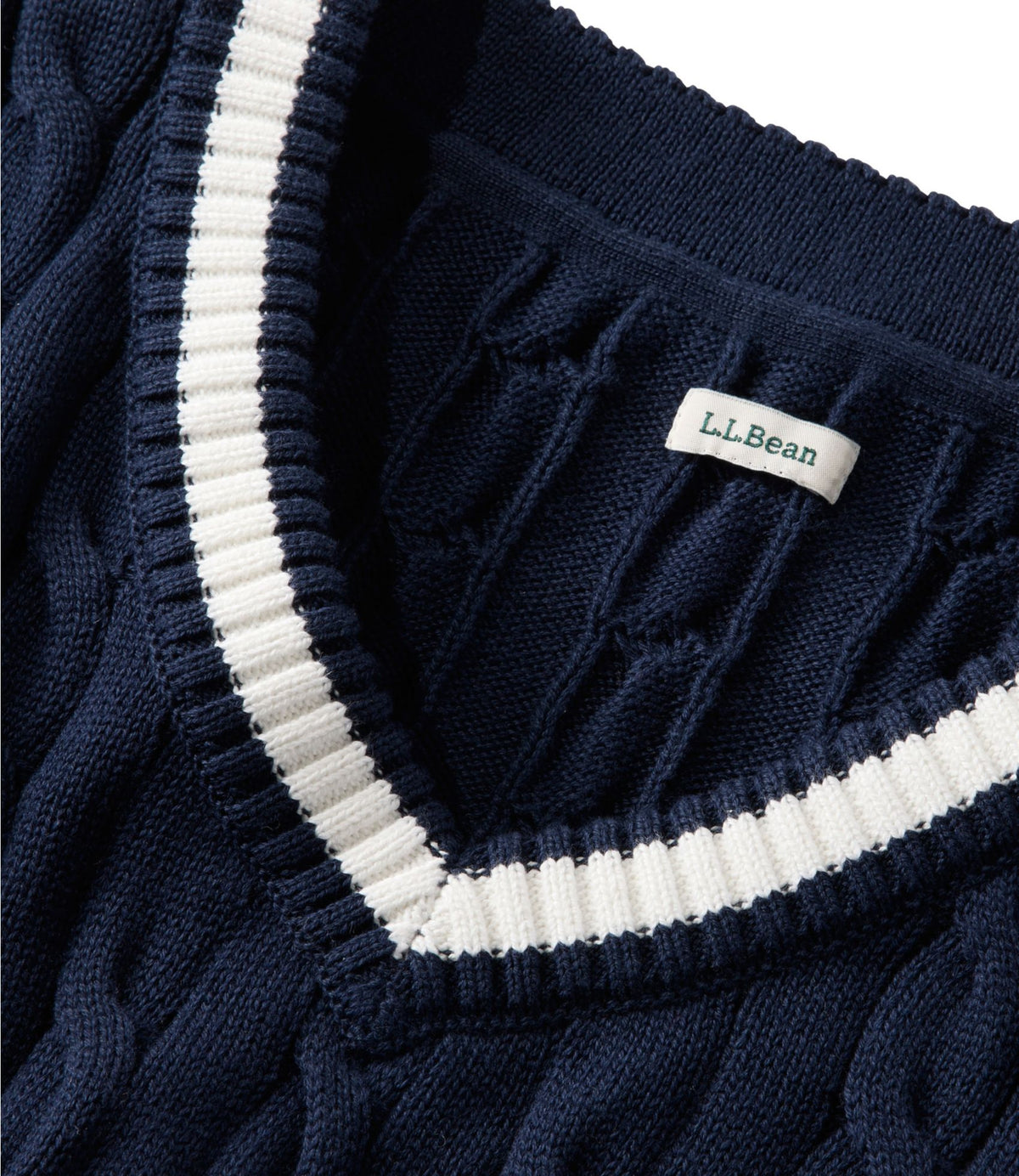 L.L.Bean Women's The Original Double L® Sweater, Cable V-Neck Deep Lake