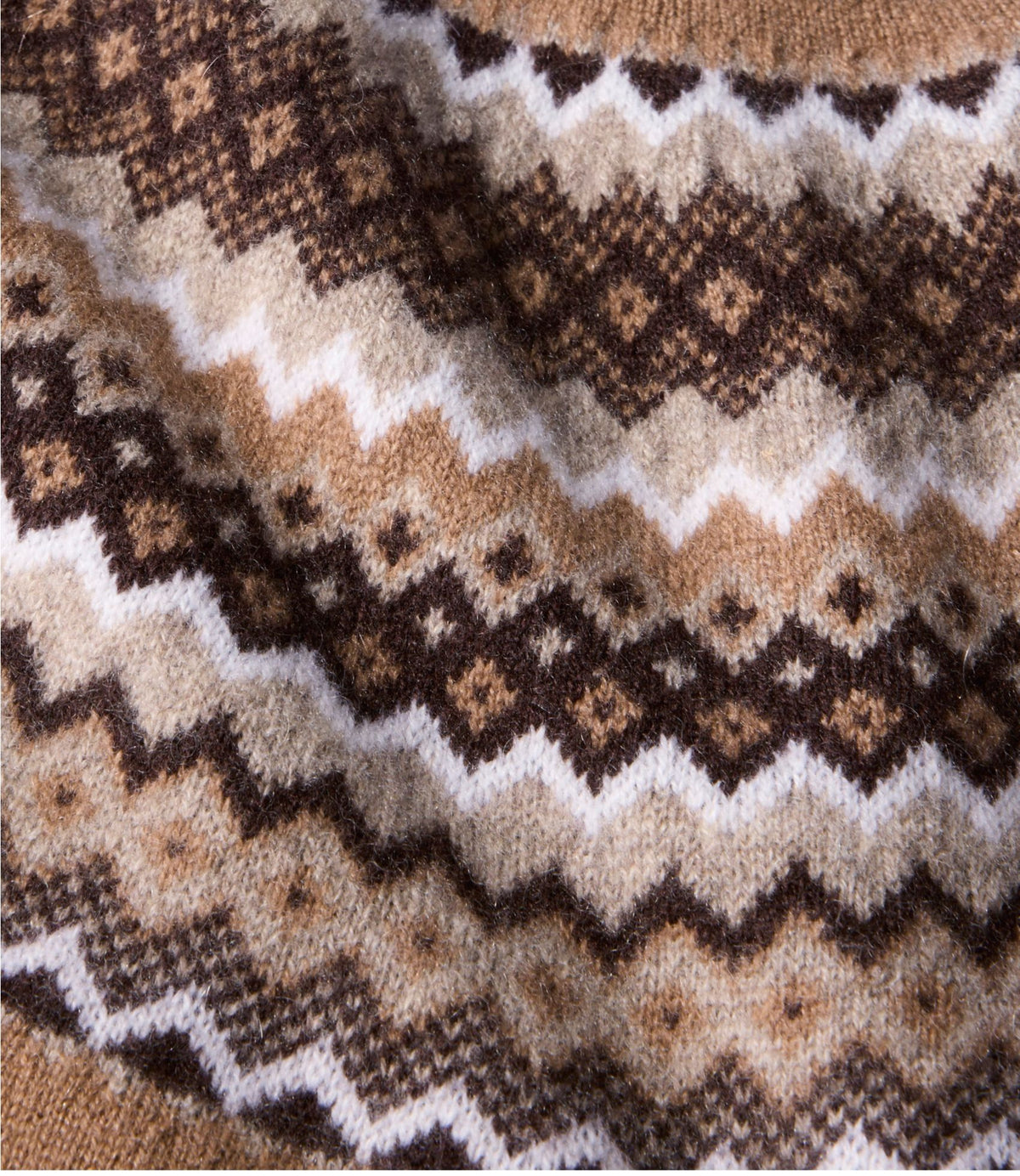 L.L.Bean Women's Classic Cashmere Sweater, Crewneck Fair Isle Camel Heather Fair Isle