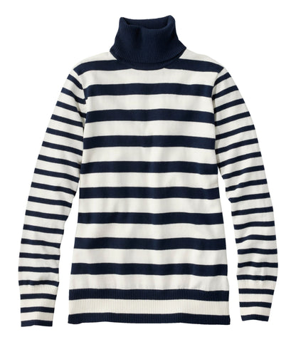 L.L.Bean Women's Cotton/Cashmere Sweater, Turtleneck Stripe