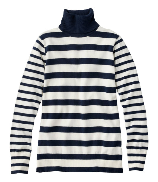 L.L.Bean Women's Cotton/Cashmere Sweater, Turtleneck Stripe