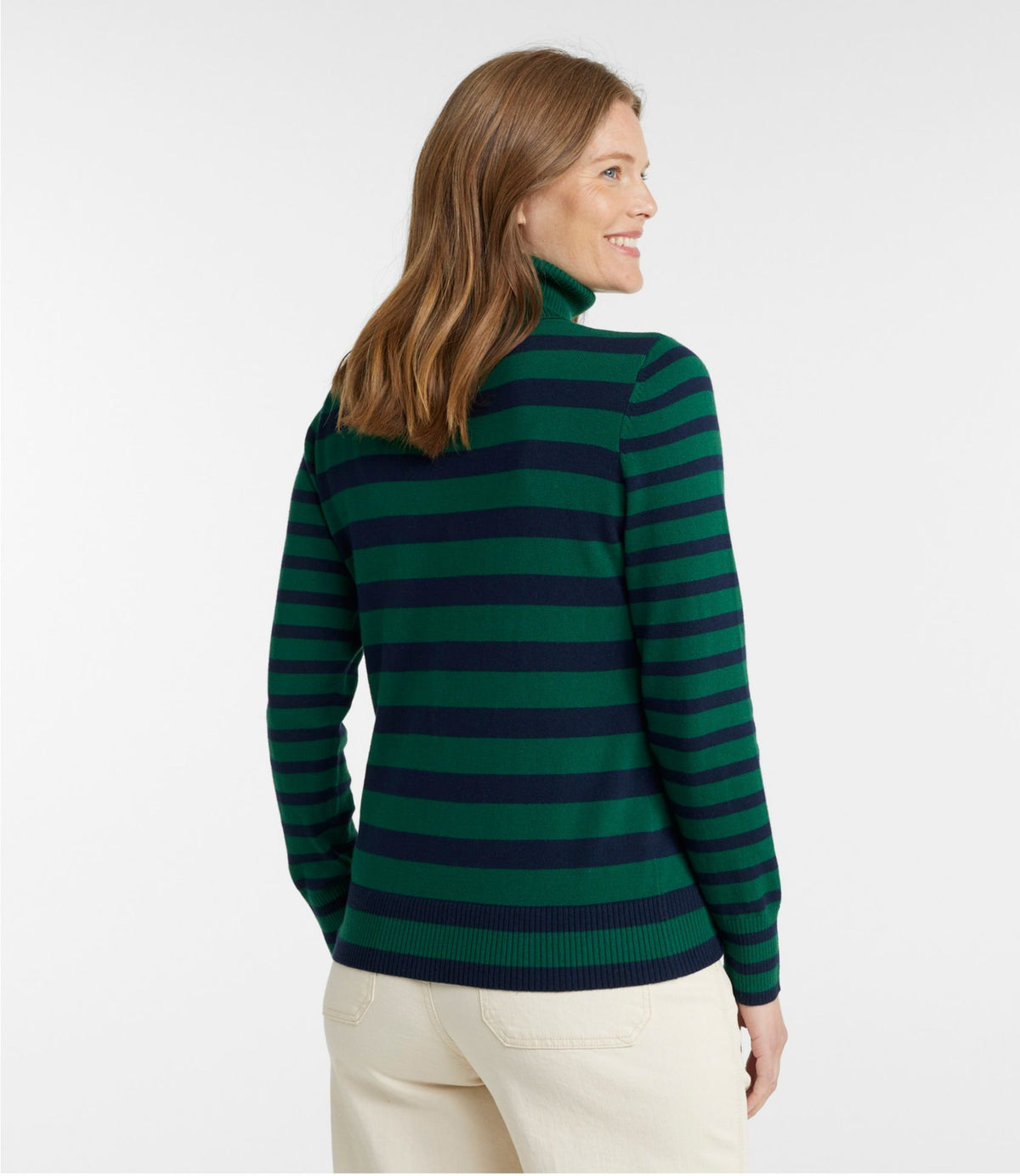 L.L.Bean Women's Cotton/Cashmere Sweater, Turtleneck Stripe