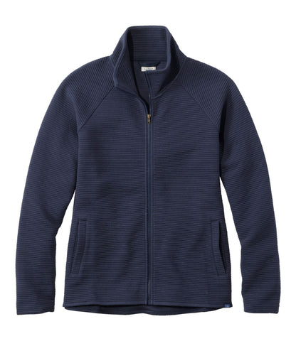 L.L.Bean Women's Lakewashed Double-Knit Full-Zip Classic Navy