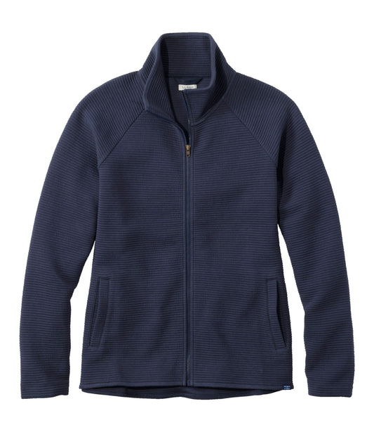 L.L.Bean Women's Lakewashed Double-Knit Full-Zip Classic Navy