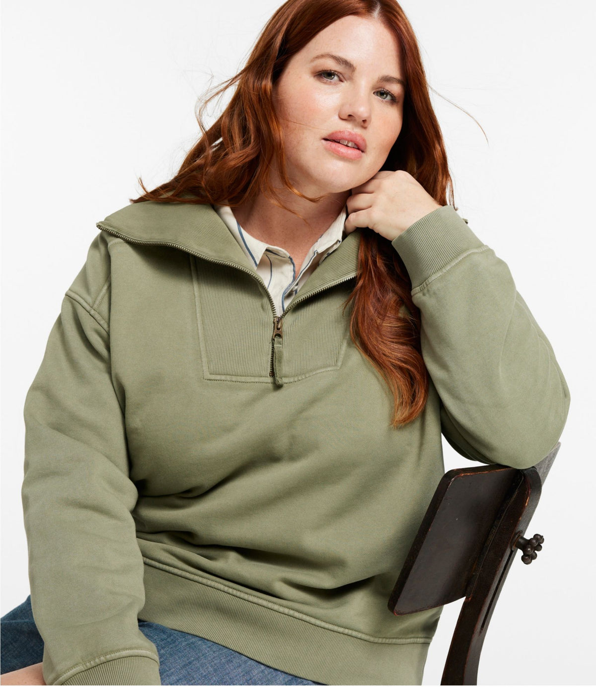 L.L.Bean Women's Sunwashed Sweats, Quarter-Zip