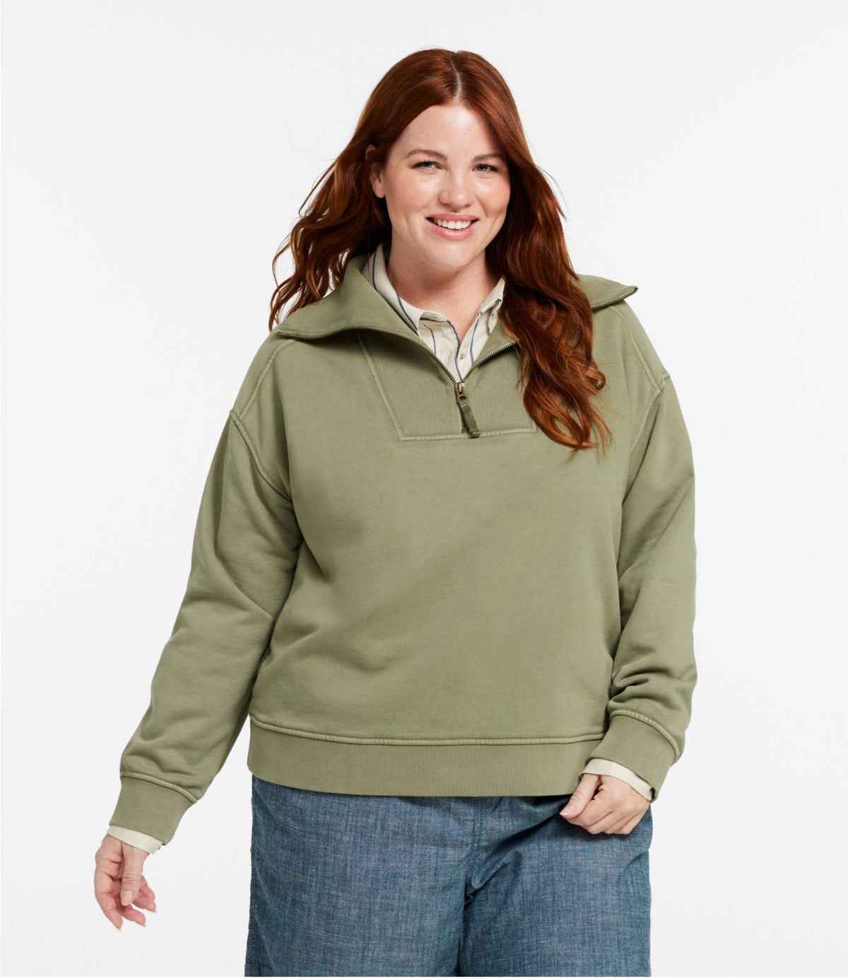 L.L.Bean Women's Sunwashed Sweats, Quarter-Zip