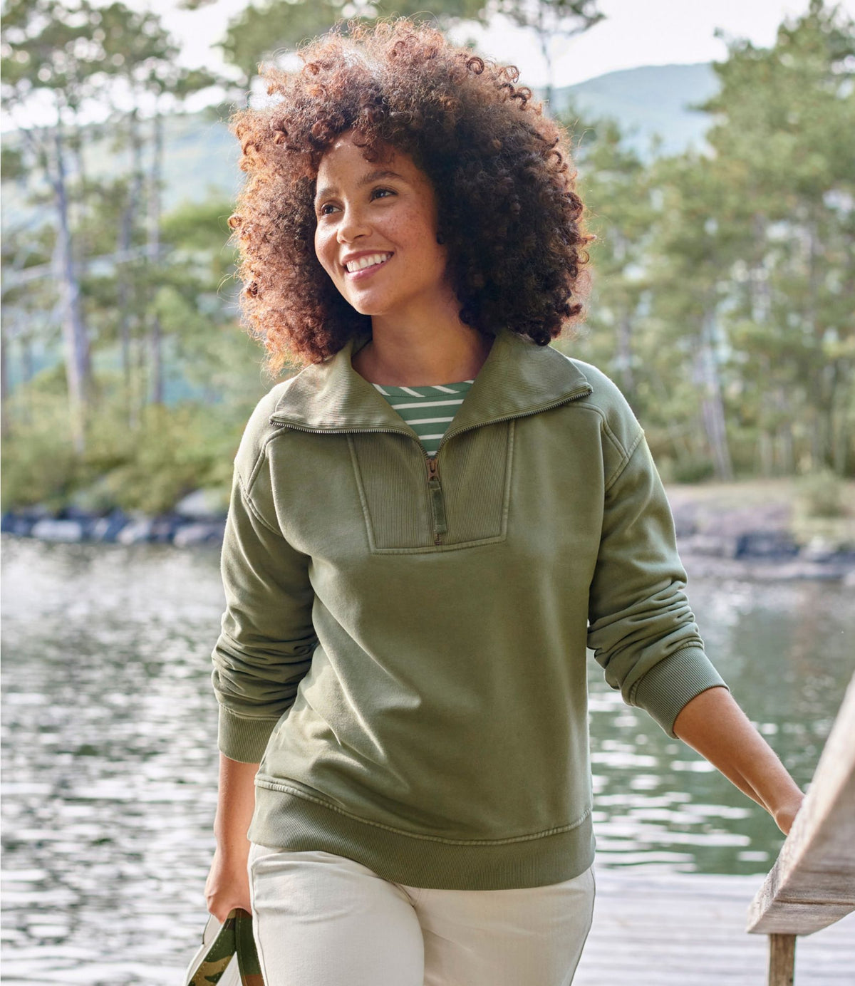 L.L.Bean Women's Sunwashed Sweats, Quarter-Zip