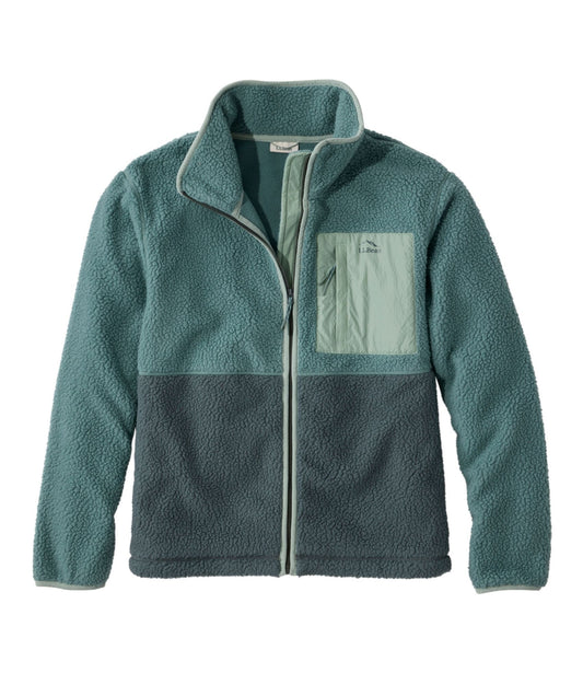 L.L.Bean Women's Mountainside Fleece Ripstop Overlay Jacket, Colorblock Deep Sea Green/Shadow Green
