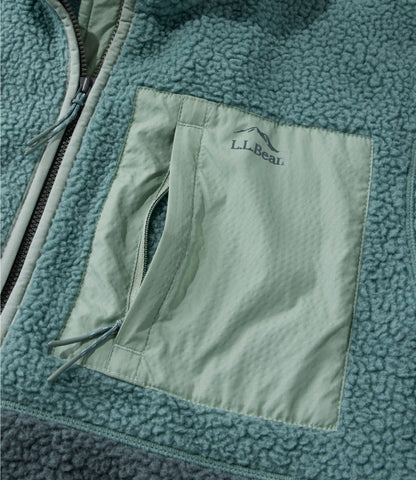 L.L.Bean Women's Mountainside Fleece Ripstop Overlay Jacket, Colorblock Deep Sea Green/Shadow Green