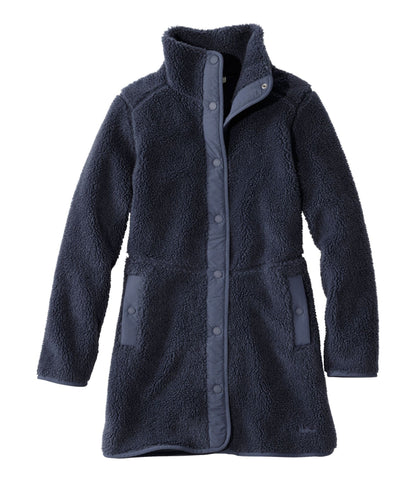 L.L.Bean Women's Bean's Sherpa Fleece Coat Carbon Navy