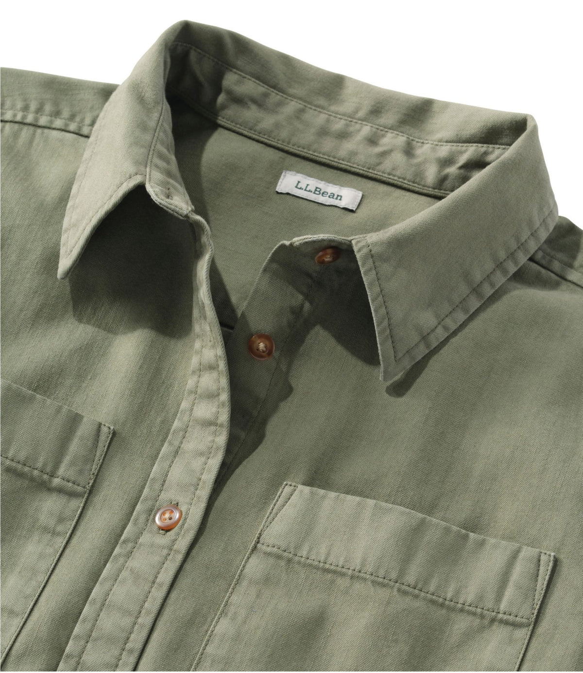 L.L.Bean Women's L.L. Bean Heritage Washed Denim Shirt Dress, Garment-Dye Deep Olive