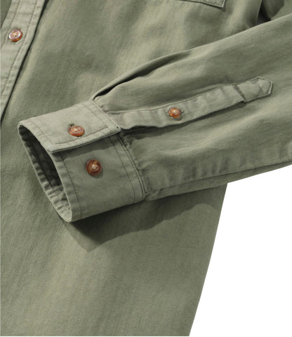 L.L.Bean Women's L.L. Bean Heritage Washed Denim Shirt Dress, Garment-Dye Deep Olive