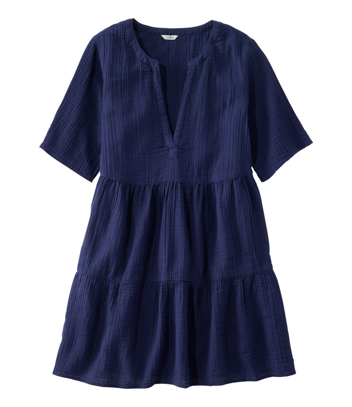 L.L.Bean Women's Cloud Gauze Cover-Up Tiered Dress Darkest Navy