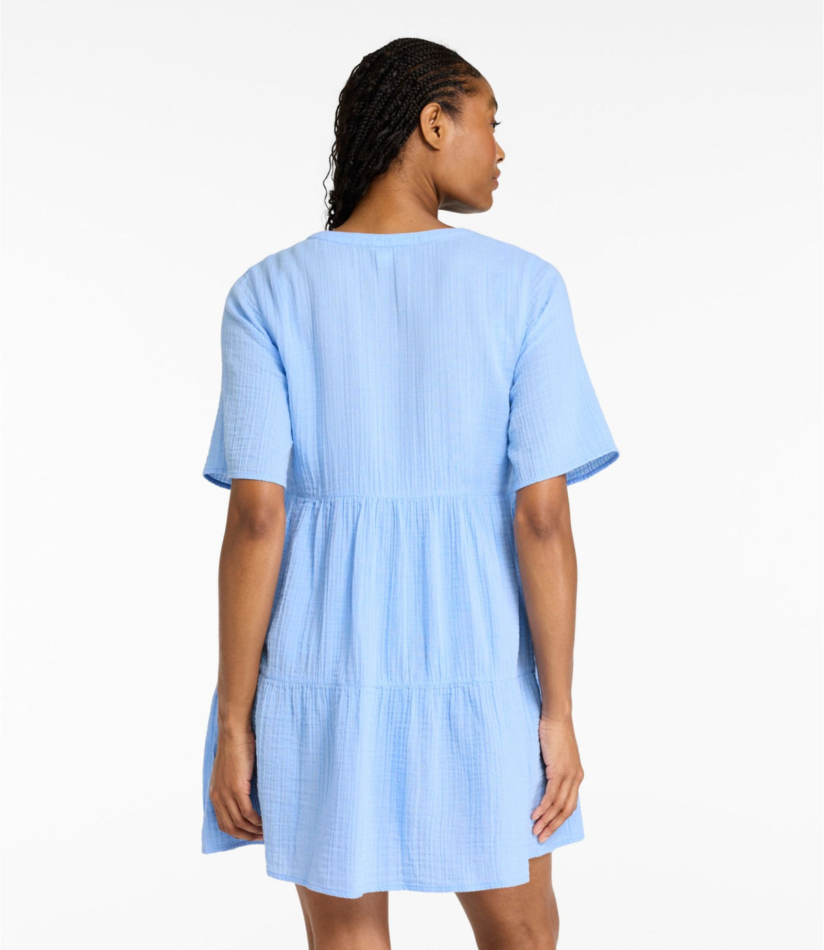 L.L.Bean Women's Cloud Gauze Cover-Up Tiered Dress Darkest Navy
