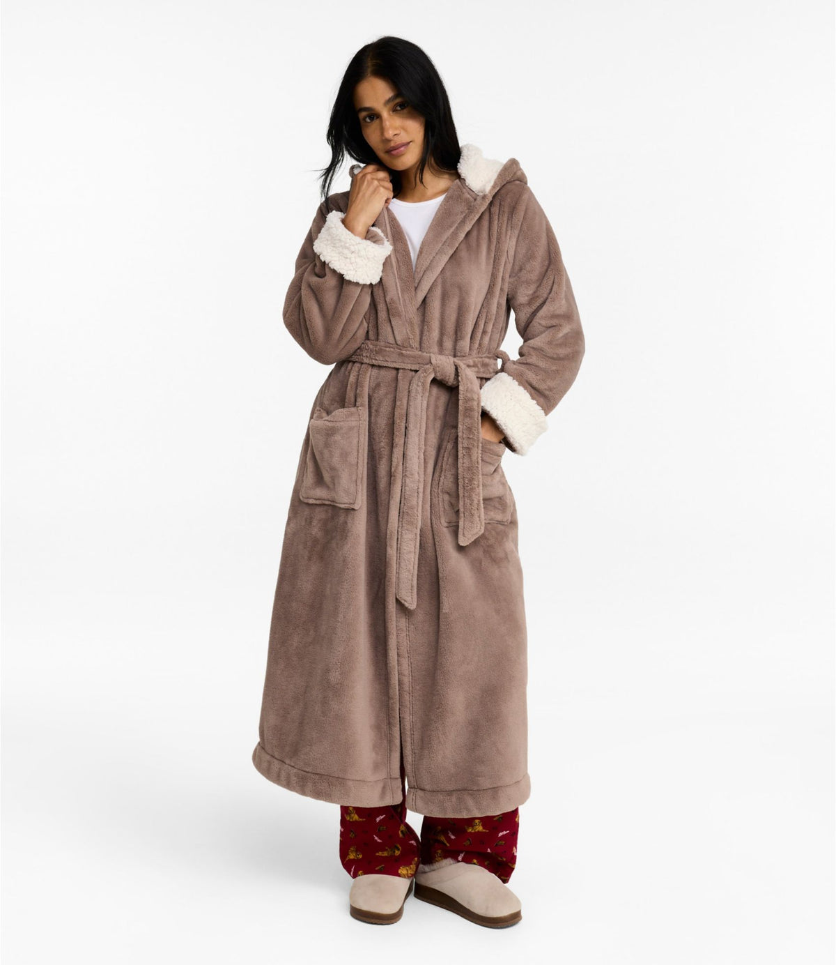 L.L.Bean Women's Wicked Plush Robe Brown Birch
